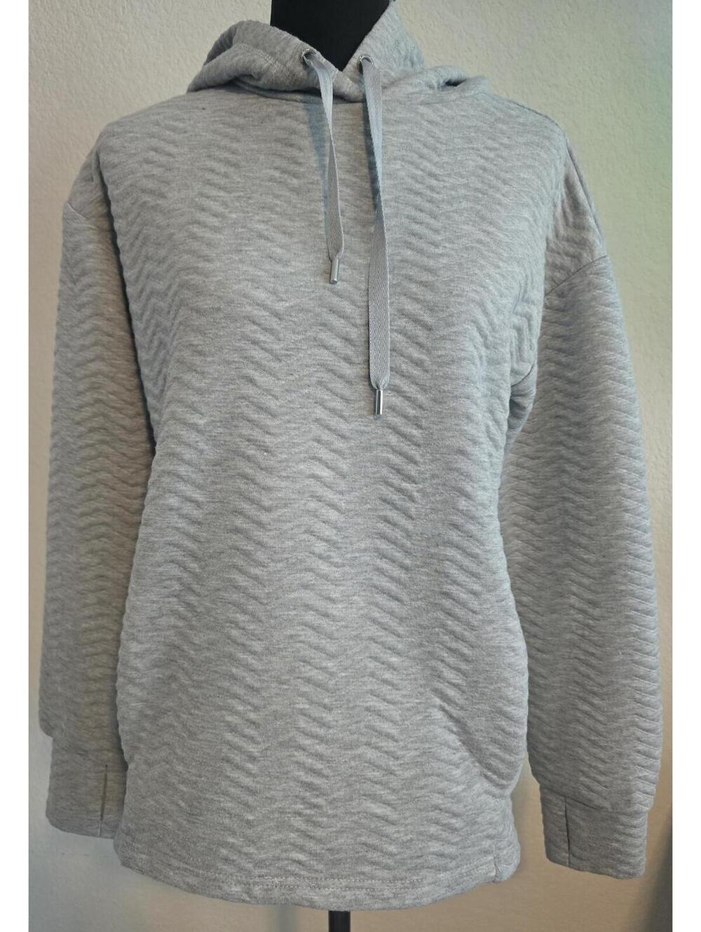 JNY Sport Gray Textured Hoodie Sweatshirt